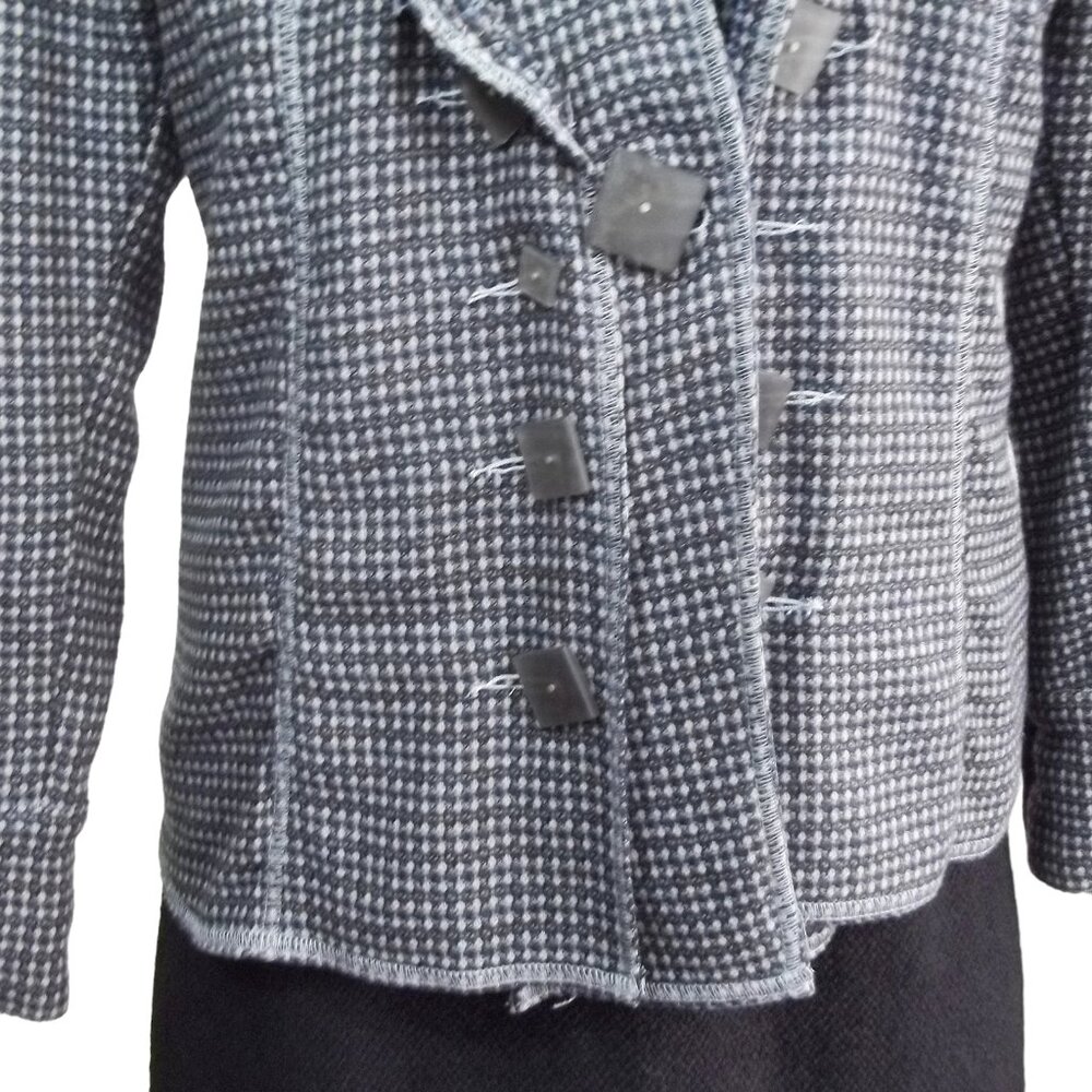 Y2K Dick & Jayne Boho Deconstructed Chunky Button Check Blazer Jacket S NWT - Picture 5 of 7